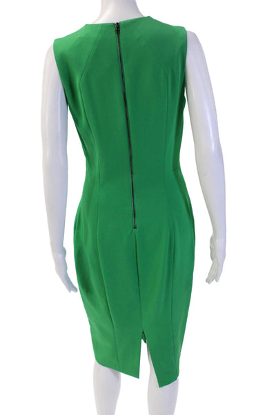 Debbie Shuchat Womens Sheath Dress Green Sleeveless Buckle Mid-Calf Size 6