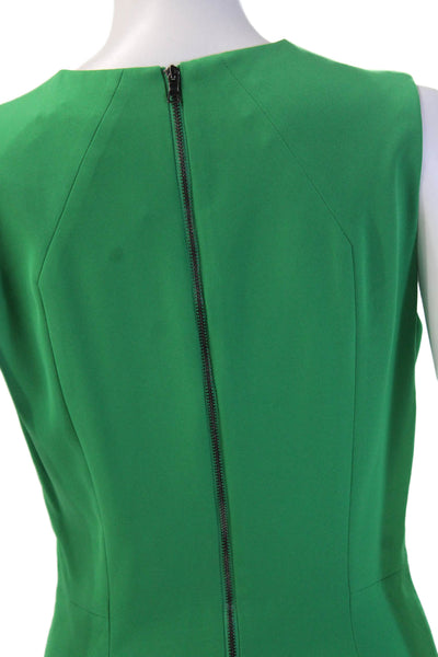 Debbie Shuchat Womens Sheath Dress Green Sleeveless Buckle Mid-Calf Size 6