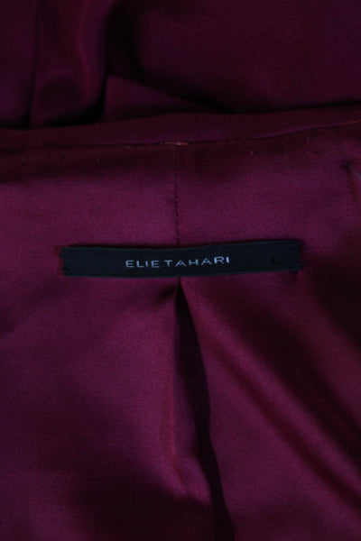 Elie Tahari Women Purple Collared Long Sleeve Trench Coat Polyester Size M