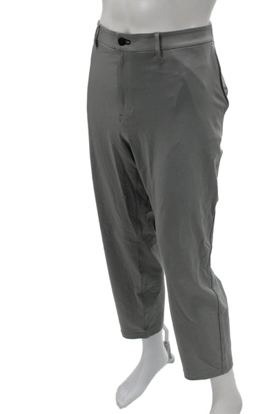 Public Rec Mens Cropped Ankle Pants Gray Nylon Spandex Button Size 40