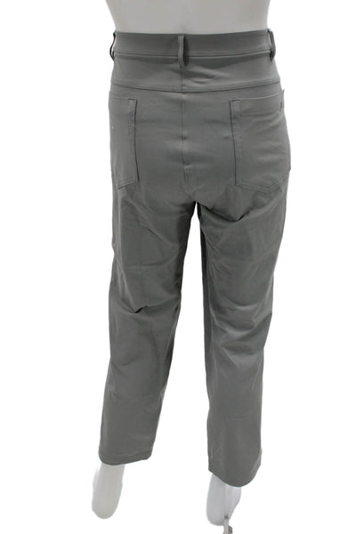 Public Rec Mens Cropped Ankle Pants Gray Nylon Spandex Button Size 40