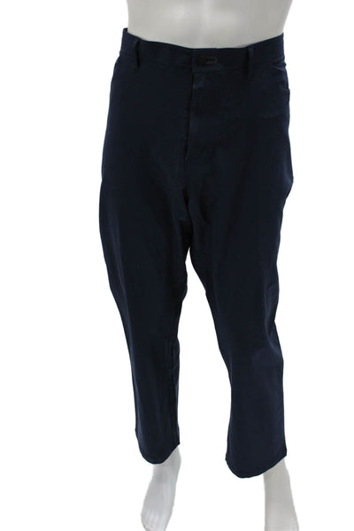 Public Rec Mens Cropped Dress Pants Dark Blue Linen Blend Size 42