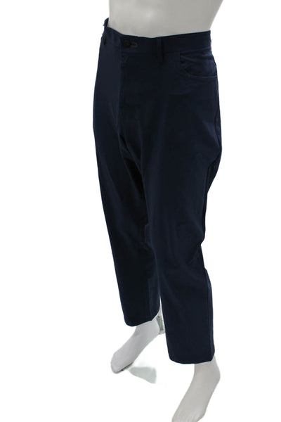 Public Rec Mens Cropped Dress Pants Dark Blue Linen Blend Size 42