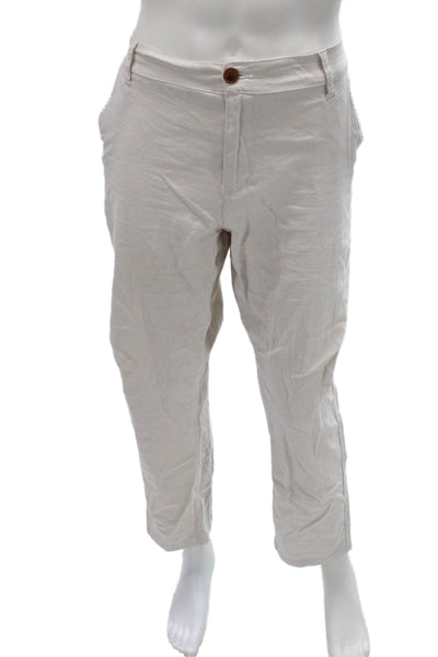 Mugsy Mens Cropped Chino Pants Beige Linen Blend Size 40