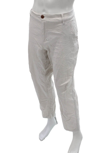Mugsy Mens Cropped Chino Pants Beige Linen Blend Size 40