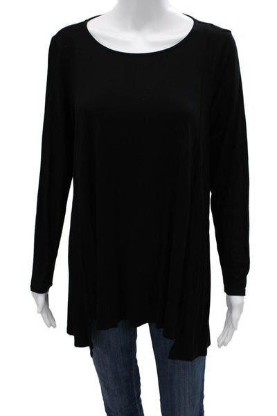 Eileen Fisher Women Black Long Sleeve Tunic Basic Round Neck Size PL