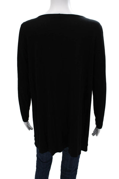 Eileen Fisher Women Black Long Sleeve Tunic Basic Round Neck Size PL