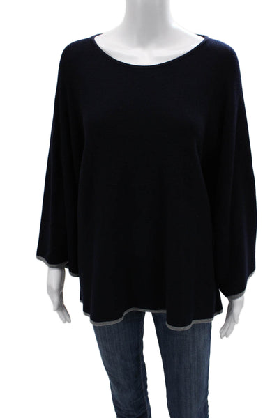 Les Copains Unisex Pullover Sweater Dark Blue Wool Size One Size