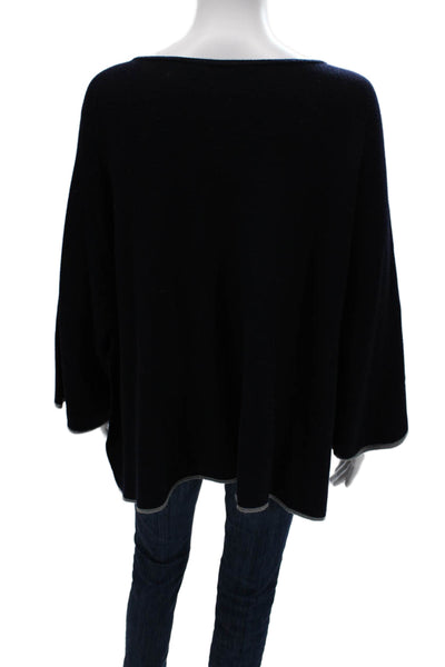 Les Copains Unisex Pullover Sweater Dark Blue Wool Size One Size
