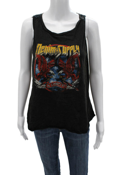 Denim & Supply By Ralph Lauren Women Black Bird Print Tank Size S