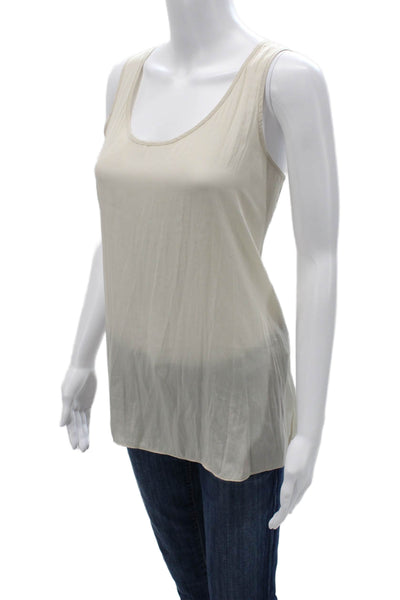 Lola & Sophie Womens Basic Sleeveless Tank Beige Round Neck Size L
