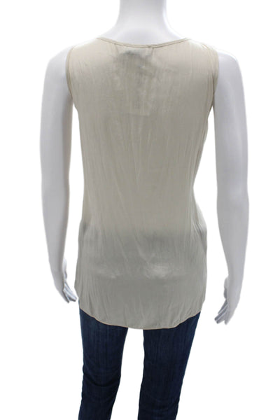 Lola & Sophie Womens Basic Sleeveless Tank Beige Round Neck Size L