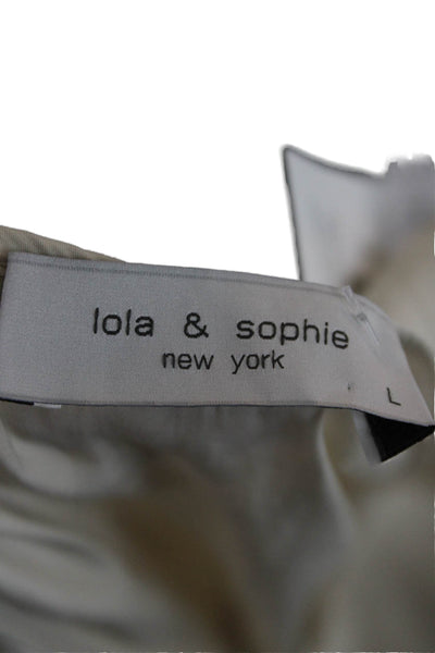 Lola & Sophie Womens Basic Sleeveless Tank Beige Round Neck Size L