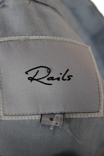 Rails Women Light Blue Rayon Collared Button Up Long Sleeve Petite Size S