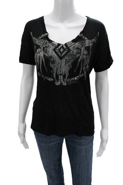 Denim & Supply By Ralph Lauren Womens Basic Aztec Graphic T Shirt Black Size L