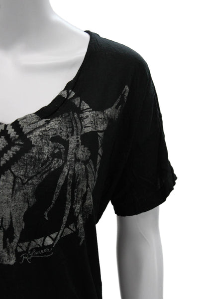 Denim & Supply By Ralph Lauren Womens Basic Aztec Graphic T Shirt Black Size L