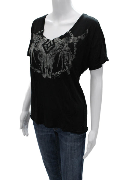 Denim & Supply By Ralph Lauren Womens Basic Aztec Graphic T Shirt Black Size L