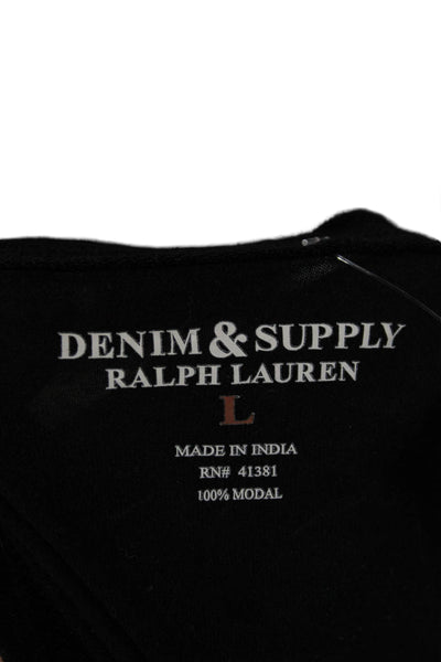 Denim & Supply By Ralph Lauren Womens Basic Aztec Graphic T Shirt Black Size L