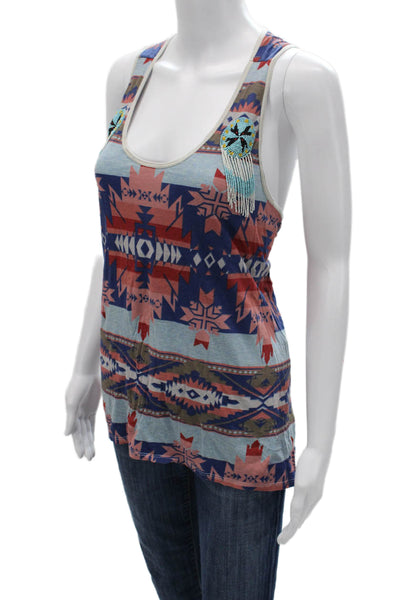 Denim & Supply By Ralph Lauren Women Aztec Blue Sleeveless Tank Neck Size M