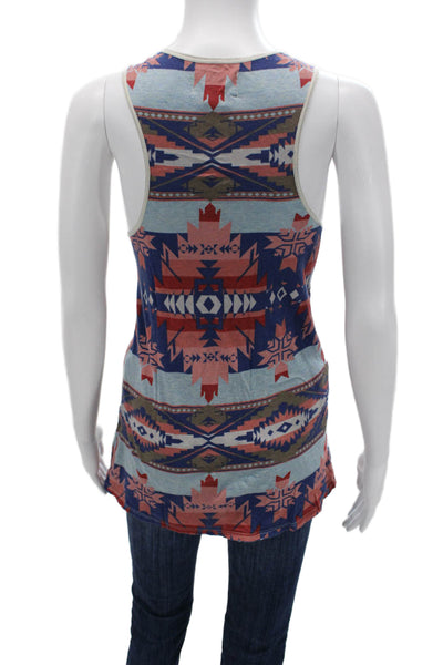 Denim & Supply By Ralph Lauren Women Aztec Blue Sleeveless Tank Neck Size M