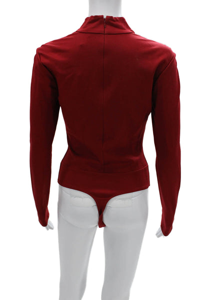 LPA Women Red Mock Neck Long Sleeve Jumpsuit Size M