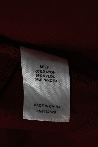 LPA Women Red Mock Neck Long Sleeve Jumpsuit Size M