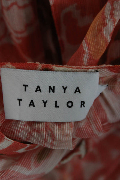 Tanya Taylor Women Blouson Mini Floral Square Neck Dress Orange Size 14