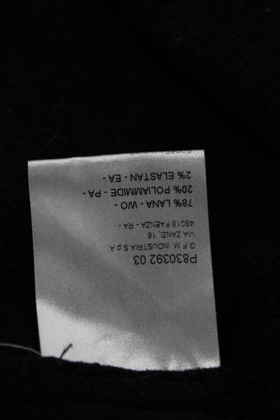 Hache Women Overcoat Black Zip Long Sleeve Round Neck Size 40
