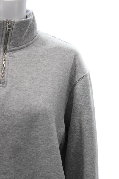 Zara Unisex Pullover Sweatshirt Gray Mock Neck Zip Long Sleeve Size S