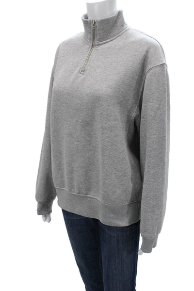 Zara Unisex Pullover Sweatshirt Gray Mock Neck Zip Long Sleeve Size S