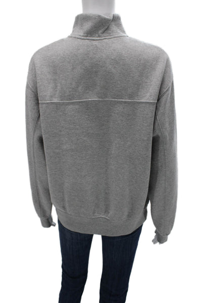 Zara Unisex Pullover Sweatshirt Gray Mock Neck Zip Long Sleeve Size S