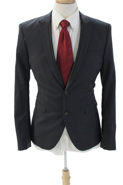 Zara Man Men's Classic Dark Blue Wool Blazer Button Long Sleeve Size 38