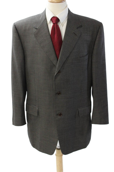 Canali Mens Dark Gray Classic Suit Jacket Button Rayon Cupro Bemberg Size 58