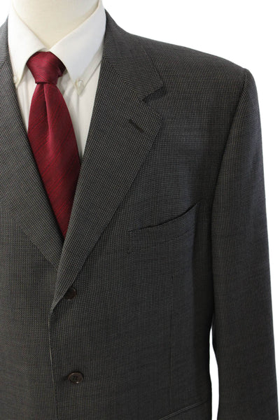 Canali Mens Dark Gray Classic Suit Jacket Button Rayon Cupro Bemberg Size 58