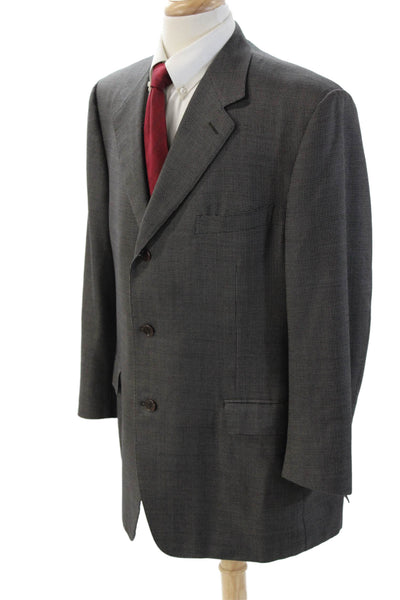 Canali Mens Dark Gray Classic Suit Jacket Button Rayon Cupro Bemberg Size 58
