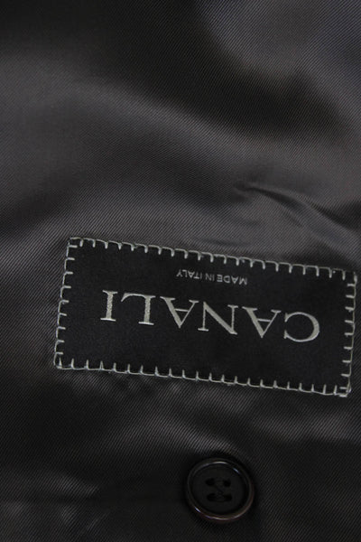 Canali Mens Dark Gray Classic Suit Jacket Button Rayon Cupro Bemberg Size 58