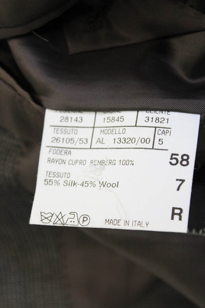 Canali Mens Dark Gray Classic Suit Jacket Button Rayon Cupro Bemberg Size 58