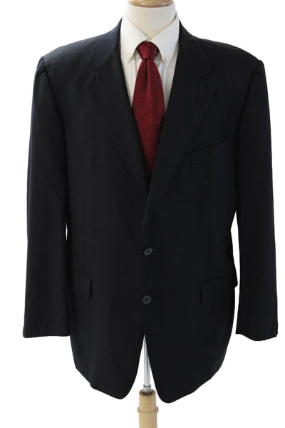 Gilbert & Lodge Mens Dark Blue Wool Suit Jacket Button Collared Size 44