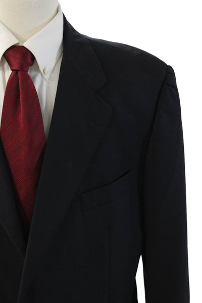 Gilbert & Lodge Mens Dark Blue Wool Suit Jacket Button Collared Size 44