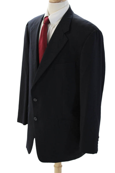 Gilbert & Lodge Mens Dark Blue Wool Suit Jacket Button Collared Size 44