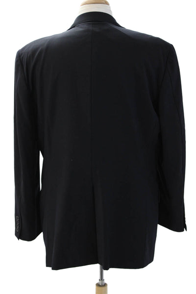 Gilbert & Lodge Mens Dark Blue Wool Suit Jacket Button Collared Size 44