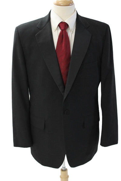 Nordstrom Mens Tuxedo Suit Jacket Black 100% Wool Button Collared Size 42
