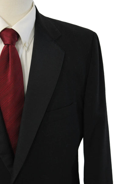 Nordstrom Mens Tuxedo Suit Jacket Black 100% Wool Button Collared Size 42