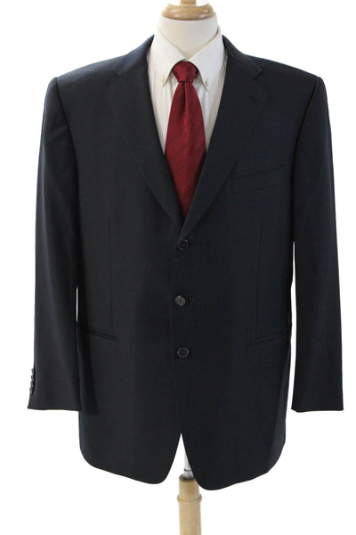 Ermenegildo Zegna Mens Dark Blue Wool Classic Suit Jacket Size 56