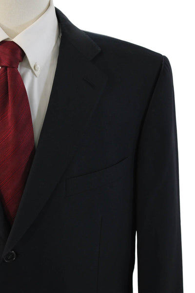 Ermenegildo Zegna Mens Dark Blue Wool Classic Suit Jacket Size 56