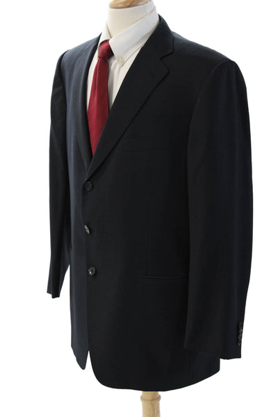 Ermenegildo Zegna Mens Dark Blue Wool Classic Suit Jacket Size 56