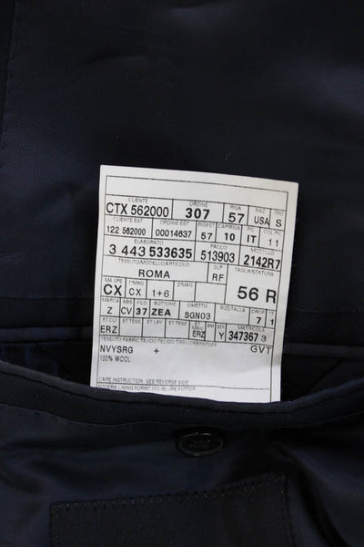 Ermenegildo Zegna Mens Dark Blue Wool Classic Suit Jacket Size 56