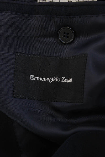 Ermenegildo Zegna Mens Dark Blue Wool Classic Suit Jacket Size 56