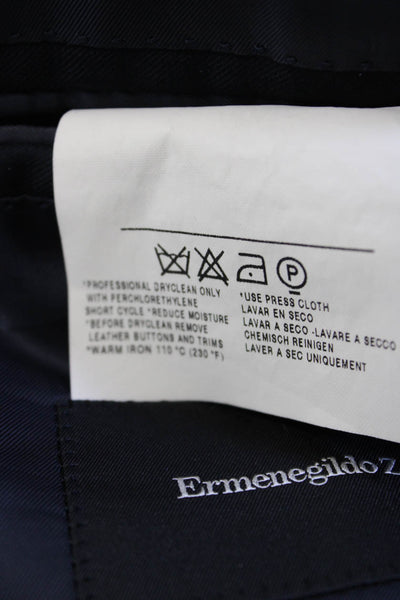 Ermenegildo Zegna Mens Dark Blue Wool Classic Suit Jacket Size 56