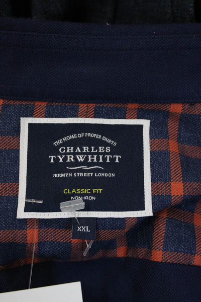 Charles Tyrwhitt Mens Cotton Collar Long Sleeve Button Down Shirt Blue Size XXL